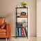 4-Tier Black Metal Storage Cart with Wood Top, Freestanding Wire Shelving Unit with Wheels & Hooks